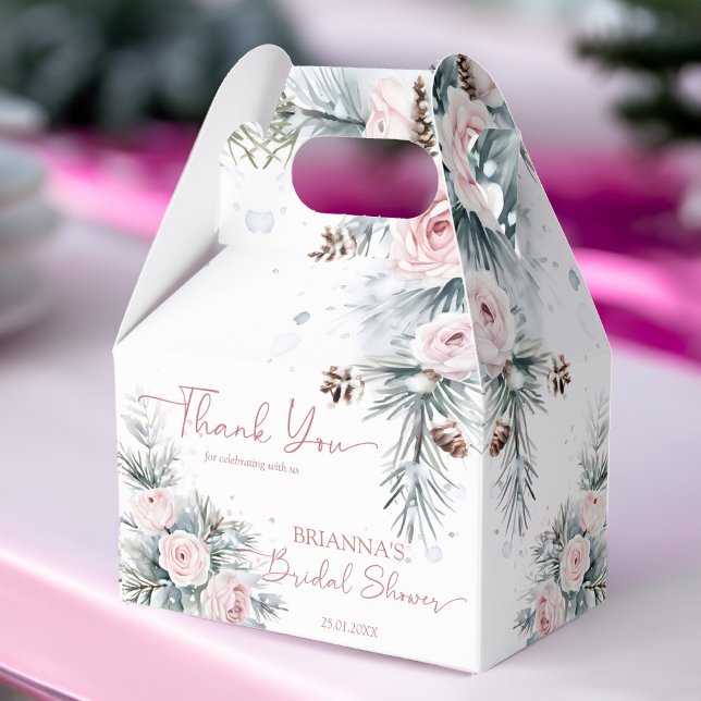 Caja Para Regalos Nieve enamorada de los pinos nevados, baby shower  (Snow in love snowy pines winter bridal shower favors personalized favor boxes)