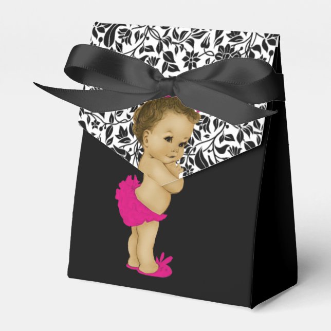 Caja Para Regalos Niña afroamericana de color rosa caliente (Front Side)