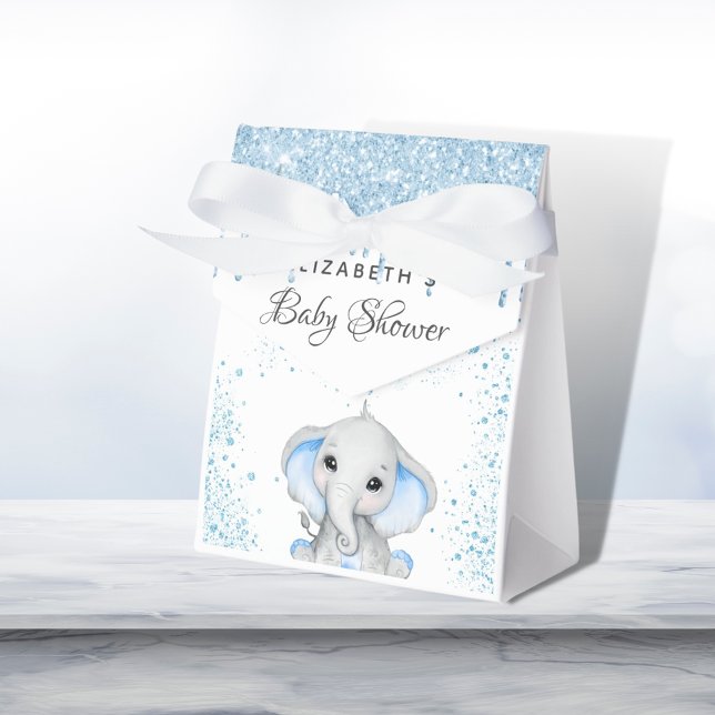Caja Para Regalos Niña azul Baby Shower lindo elefante (Subido por el creador)