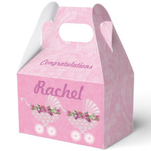 Niña de Cochecito Rosa Baby Shower 5"w x 3"l x 6.5