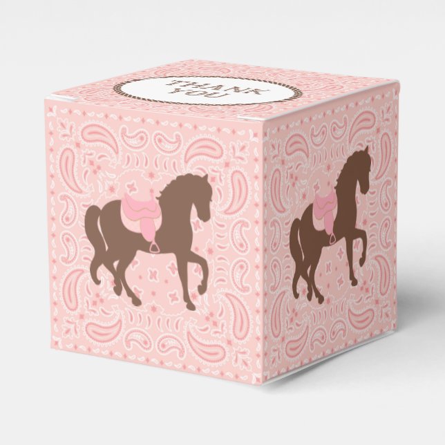 Caja Para Regalos Niña de vaca rosa | Bandana | Gracias Favor Box (Costado Anverso)