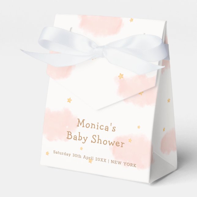 Caja Para Regalos Niña Rosa Elegante Nueve Bebé Ducha (Front Side)