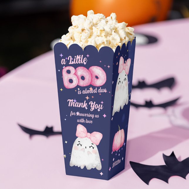 Caja Para Regalos Niñera bebé fantasma en Halloween (Little boo Halloween baby girl ghost baby shower personalized popcorn Favor Boxes)