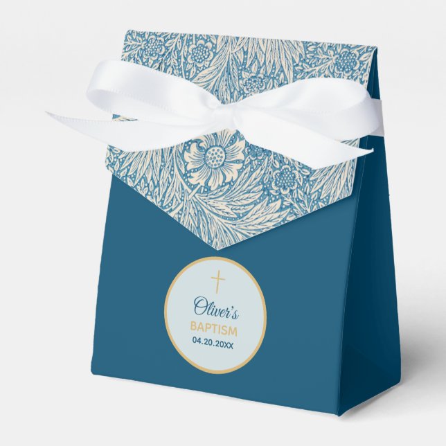 Caja Para Regalos Niño Bautizo Azul Floral Marigold William Morris (Front Side)