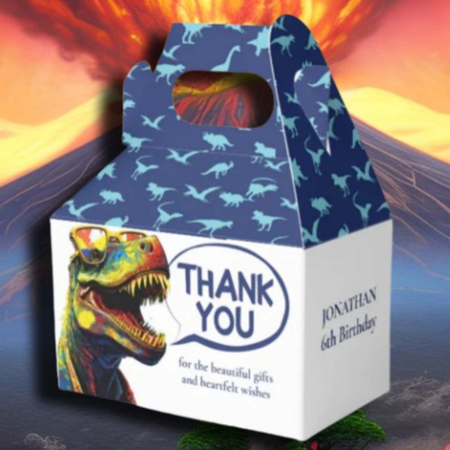 Caja Para Regalos Niños con patrones de dinosaurio azul ( Delight your little paleontologists with our dinosaur patterns kids favor boxes! )