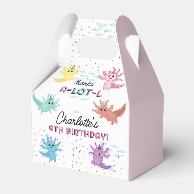 Caja Para Regalos Niños de Axolotl Cutan Fiesta de Cumpleaños de Sal (Front Side)
