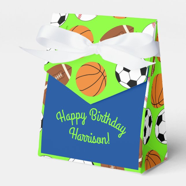 Caja Para Regalos Niños de la fiesta de cumpleaños deportiva (Front Side)