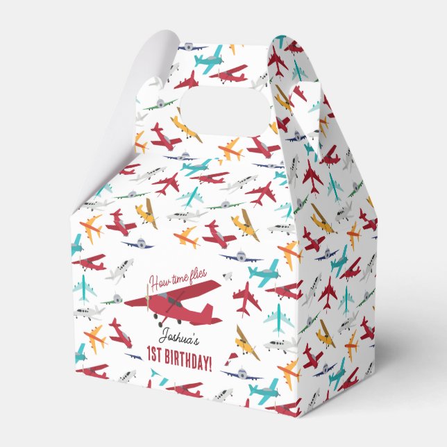 Caja Para Regalos Niños del avión Fiesta de cumpleaños 1° Moscas de  (Front Side)