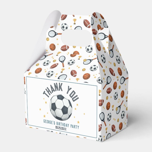 Caja Para Regalos Niños deportivos de fútbol moderno Cumpleaños (Front Side)