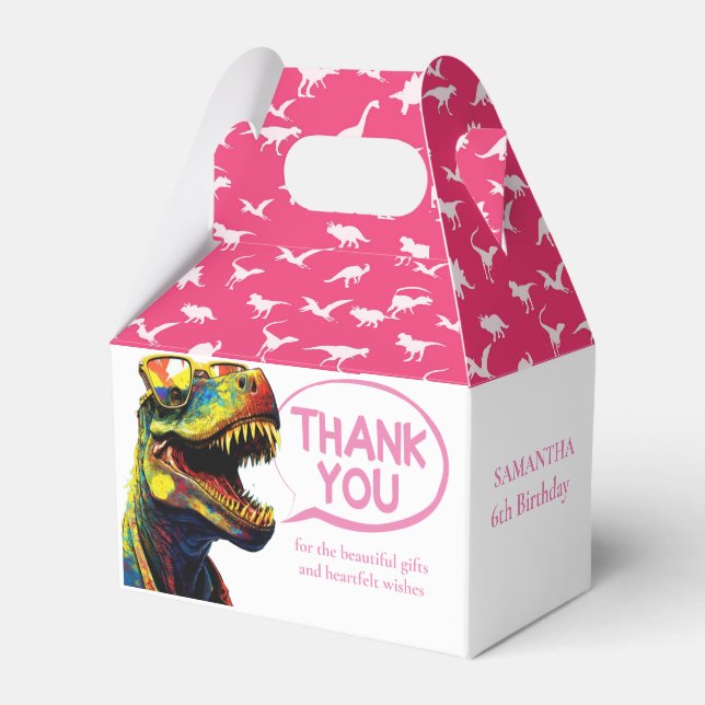Caja Para Regalos Niños Dino Jurassim Jungle Pink (Front Side)