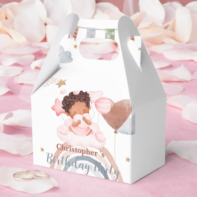 Caja Para Regalos Niños pequeños globos chicas afroamericanos Cumple (Boda)