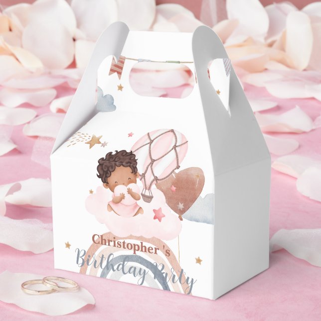 Caja Para Regalos Niños pequeños globos chicas afroamericanos Cumple (Boda)
