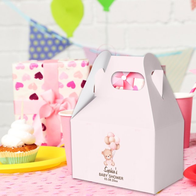 Caja Para Regalos No podemos esperar mas Lindo oso Rosa Baby shower (Subido por el creador)