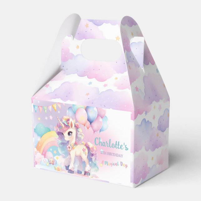 Caja Para Regalos Noche de cumpleaños de Unicornio, princesa del arc (Reverso)