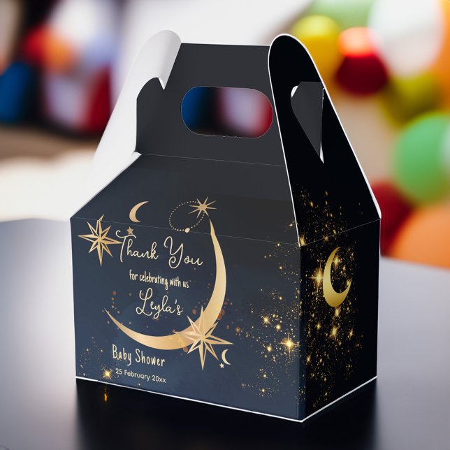 Caja Para Regalos Noche estrellada We're Over the Moon Baby Shower (We're Over the Moon starry night Baby Shower Favor Box Moon baby shower favor box)