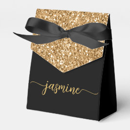 Caja Para Regalos Nombre con Letra de Monograma Brillante Dorado Mod