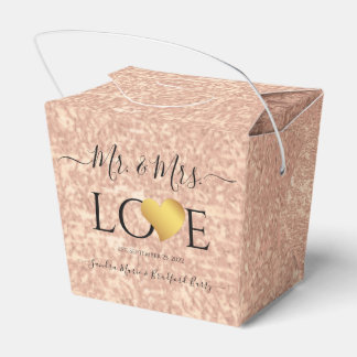 Caja Para Regalos Nombre de guion de corazón de oro rosa de boda Sr.