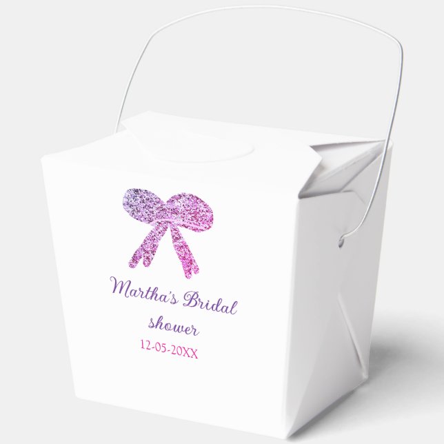 Caja Para Regalos Nombre de la ducha de novia purpurina de chispa de (Anverso)