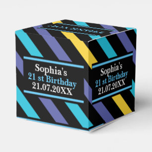 Caja Para Regalos Nombre de Monograma con tiras coloreadas de cumple