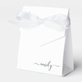 Caja Para Regalos Nombre de monograma del guión moderno blanco negro