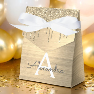 Caja Para Regalos Nombre de monograma Metalizado cepillado por Purpu