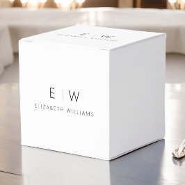 Caja Para Regalos Nombre de Monograma Minimalista Moderno Blanco y N