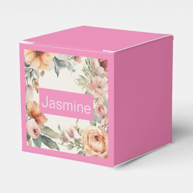 Caja Para Regalos Nombre floral profesional de los Rosas Minimalista (Costado Anverso)