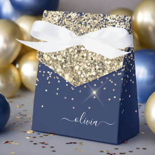 Caja Para Regalos Nombre Monograma Brillante Destello Femenino Azul 