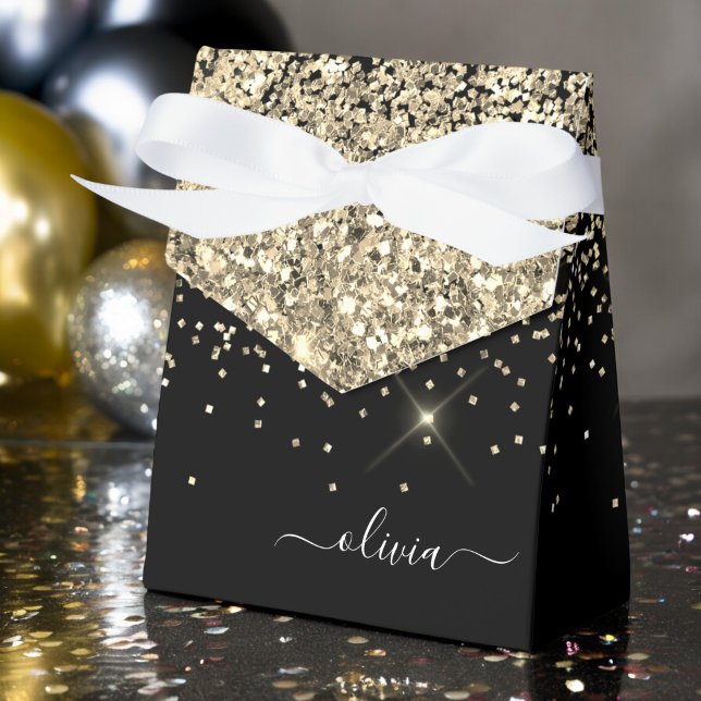 Caja Para Regalos Nombre Monograma Brillante Glitter Femenino Dorado (Subido por el creador)