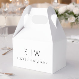 Caja Para Regalos Nombre Monograma Minimalista Moderno Blanco Negro