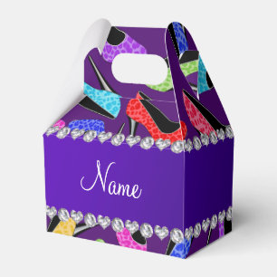 Caja Para Regalos Nombre personalizado morado leopardo arcoiris taco