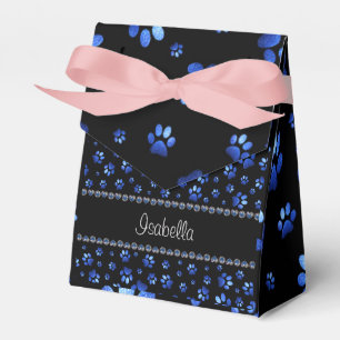 Caja Para Regalos Nombre personalizado, perras de perro purpurina az