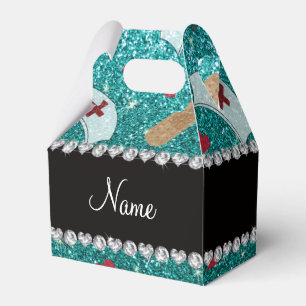 Caja Para Regalos Nombre personalizado robin azul purpurina enfermer