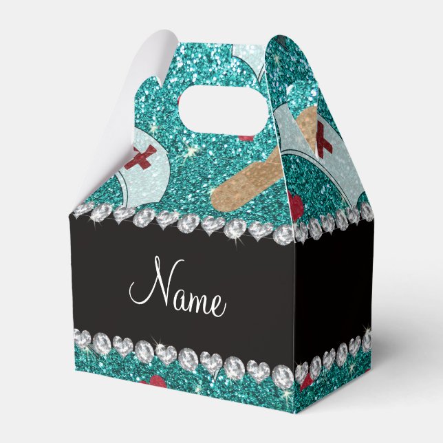 Caja Para Regalos Nombre personalizado robin azul purpurina enfermer (Front Side)