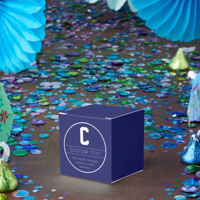 Caja Para Regalos Nombre único y plantilla de monograma | Azul Marin (Fiesta)