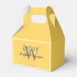Caja Para Regalos Nombres en negro con monograma gris para boda con