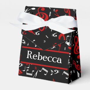 Caja Para Regalos Notas musicales blancas y negras rojas