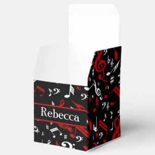 Caja Para Regalos Notas musicales blancas y negras rojas