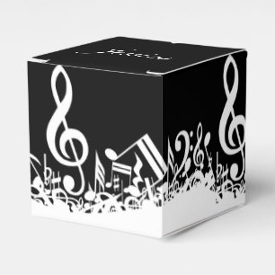 Caja Para Regalos Notas musicales embarulladas blancas