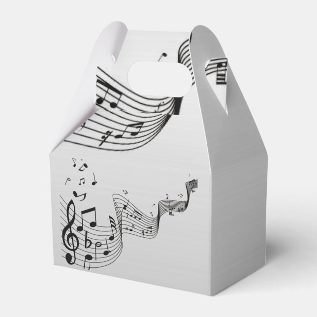 Caja Para Regalos Notas musicales en plata (Front Side)