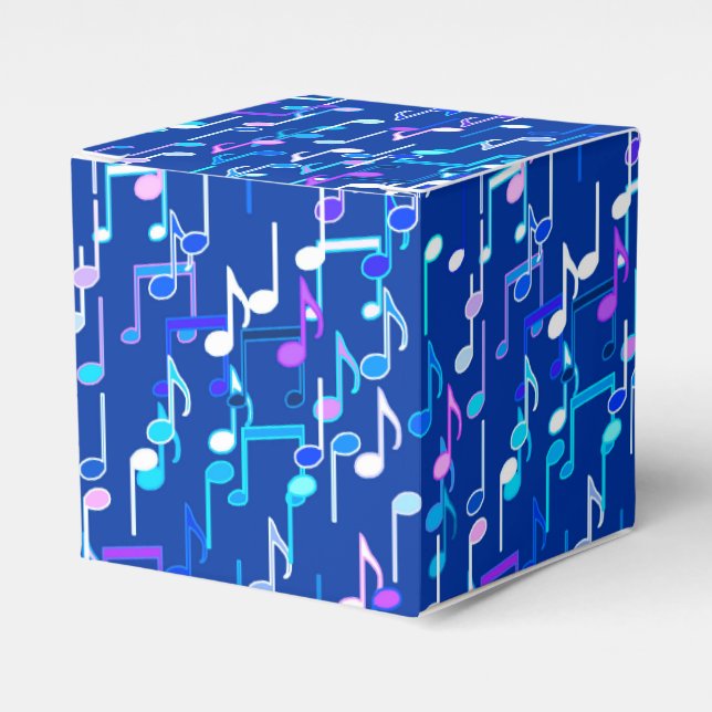 Caja Para Regalos Notas musicales impresas - azul índigo, multi (Costado Anverso)