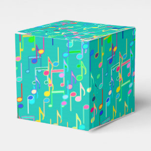 Caja Para Regalos Notas musicales impresas - turquesa, multi