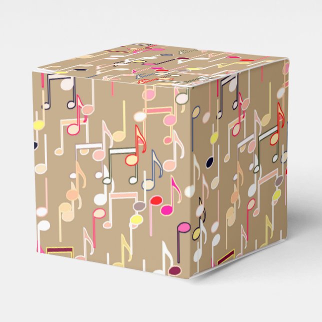 Caja Para Regalos Notas musicales impresión - taupe beige, multi (Costado Anverso)
