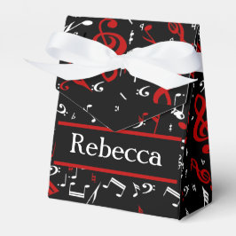Caja Para Regalos Notas musicales personalizadas en blanco y negro