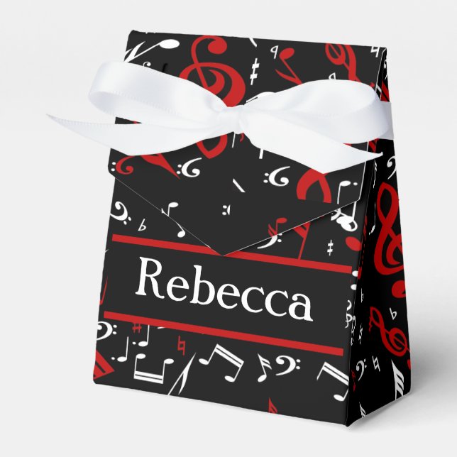 Caja Para Regalos Notas musicales personalizadas en blanco y negro (Front Side)