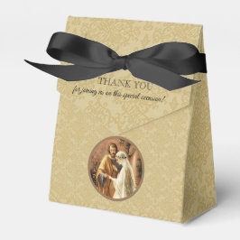 Caja Para Regalos Novia católica y Groom Mary St. Joseph Gold Damask