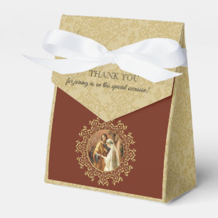 Caja Para Regalos Novia católica y Groom Mary St. Joseph Gold Damask