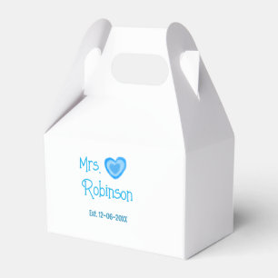 Caja Para Regalos Novia para ser Sra agregar nombre fecha corazón az