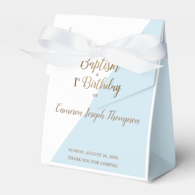 Caja Para Regalos Novio niño Baptismo de oro azul moderno primer cum (Front Side)