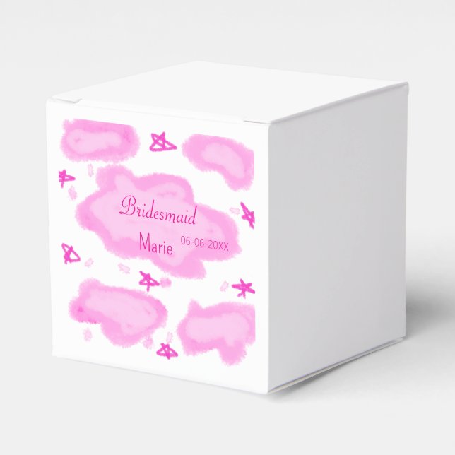 Caja Para Regalos nubes rosas estrellas pastel bridesmaid giratorio  (Costado Anverso)
